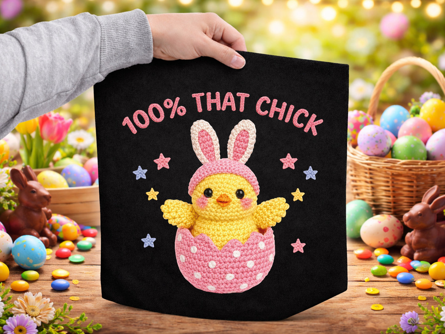 100% That Chick, Faux Yarn Easter Sublimation