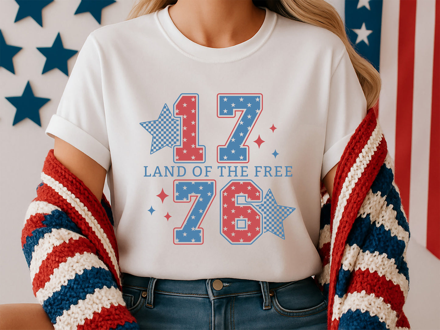 1776 Land of the Free, 4th of July Star SVG
