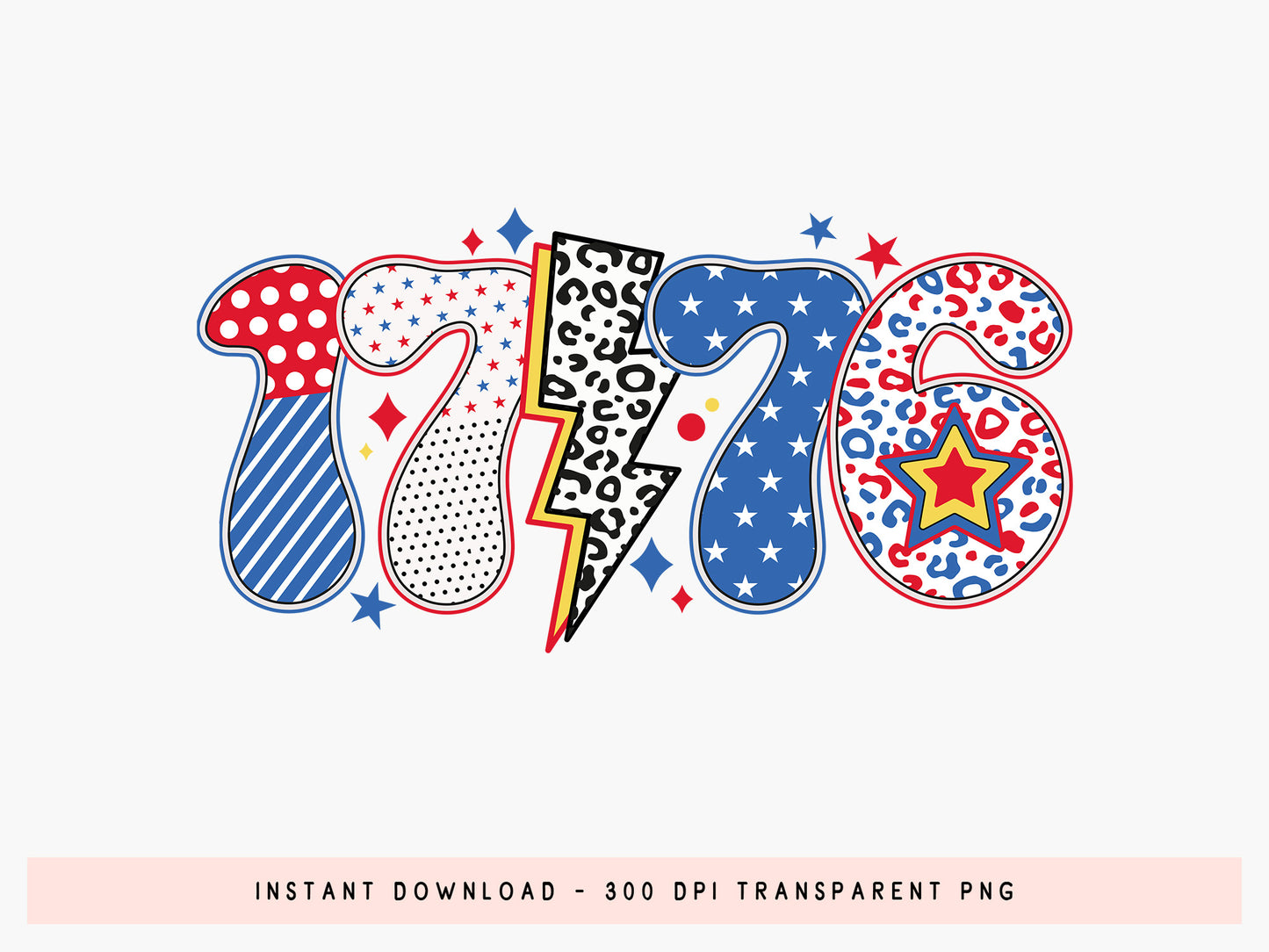 1776, 4th of July PNG Sublimation Design