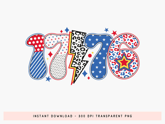 1776, 4th of July PNG Sublimation Design