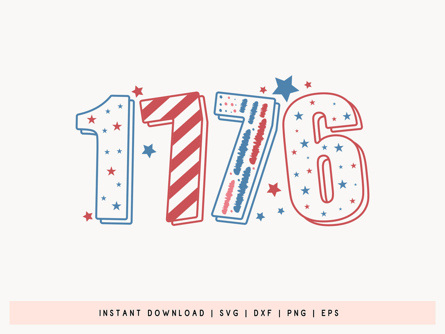 1776, 4th of July SVG File for Cricut