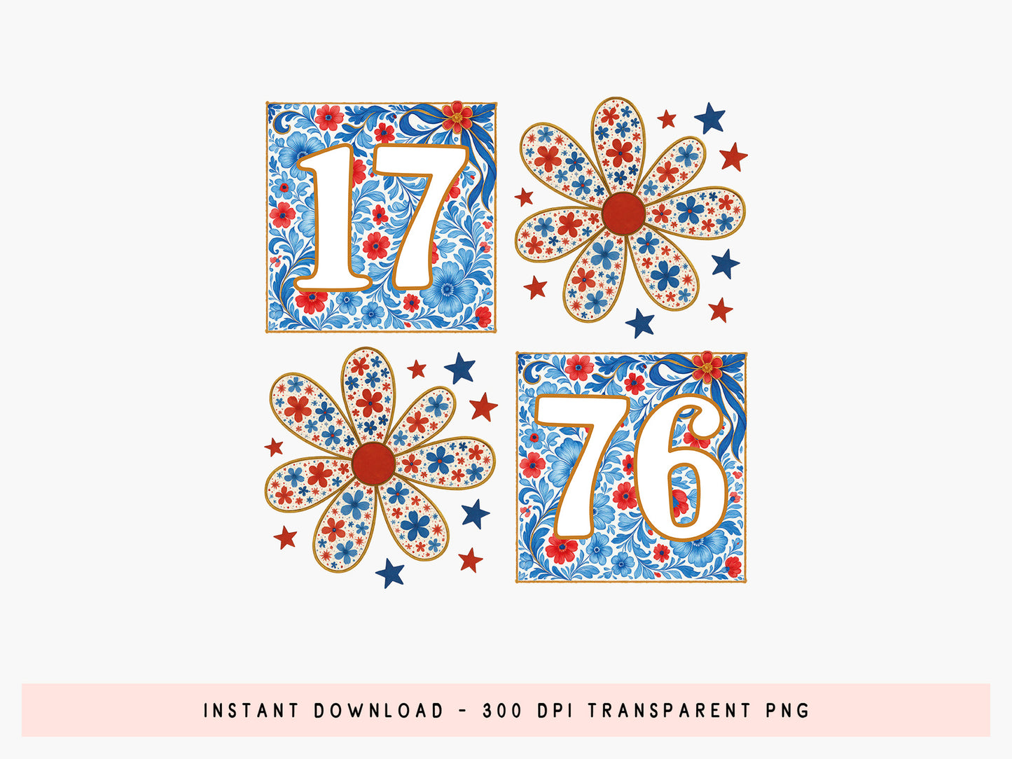 1776, Floral Fourth of July Sublimation