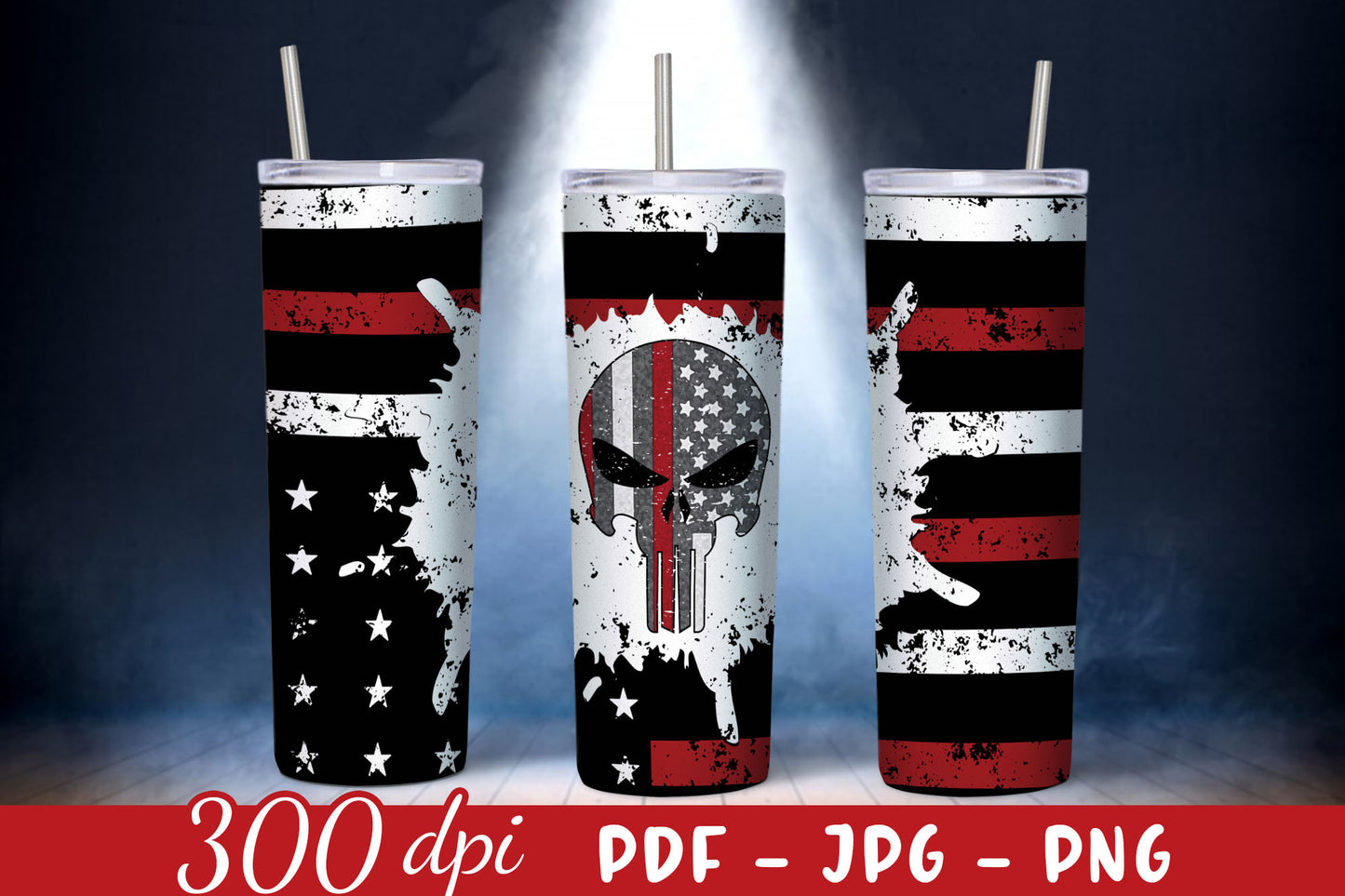 20oz Firefighter Skull Sublimation Tumbler