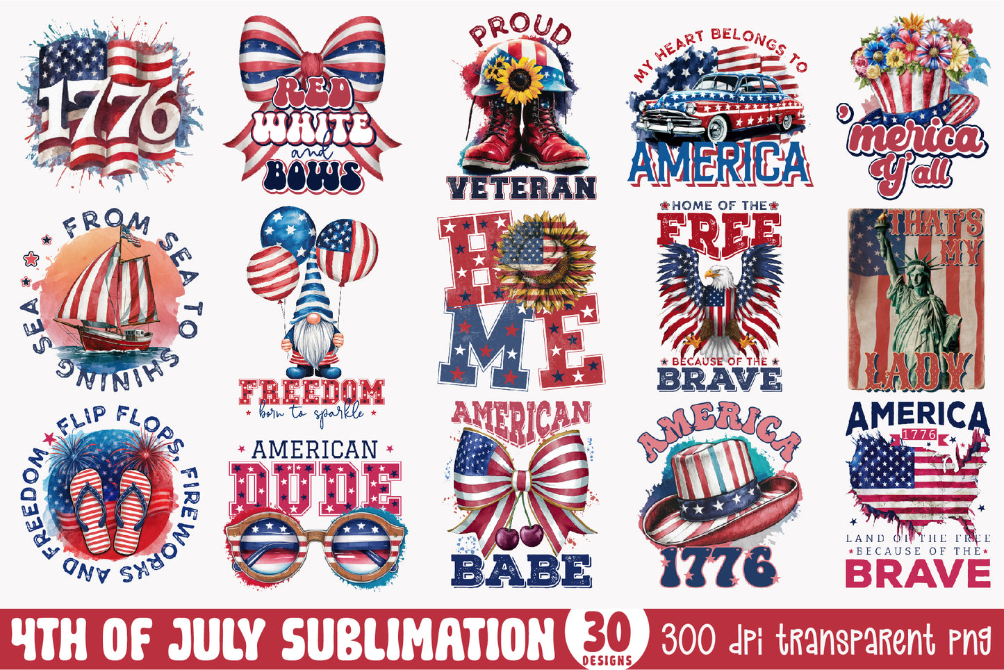 4th of July Sublimation Designs Bundle