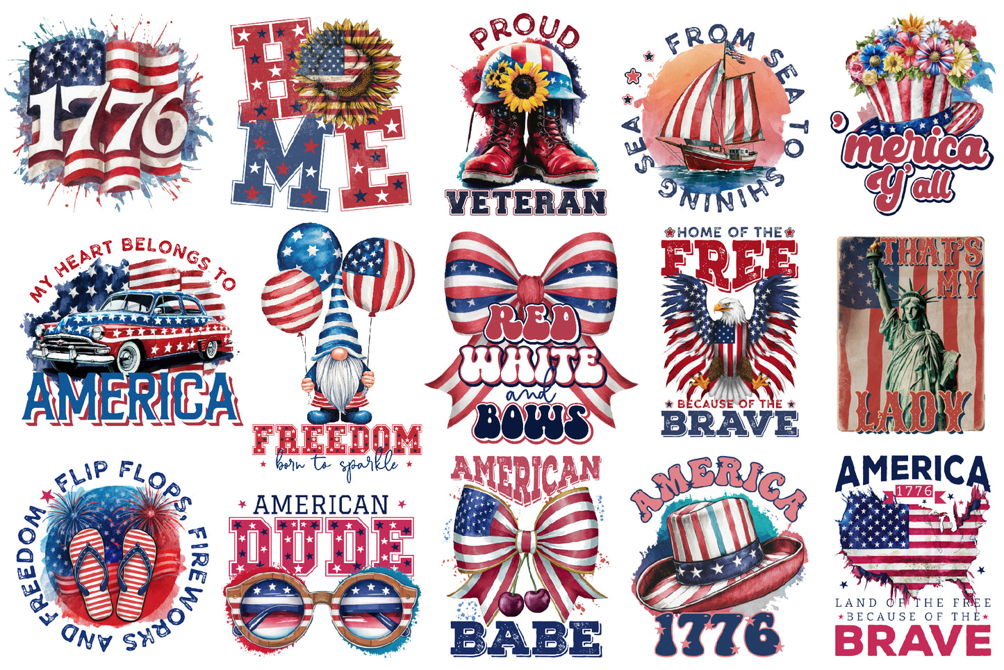 4th of July Sublimation Designs Bundle