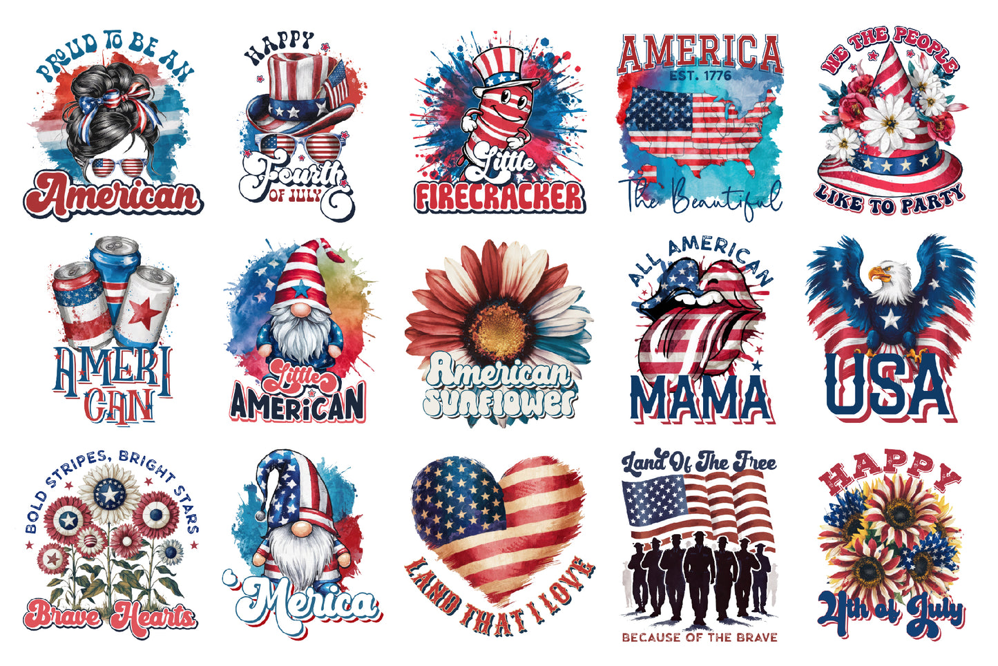 4th of July Sublimation Designs Bundle