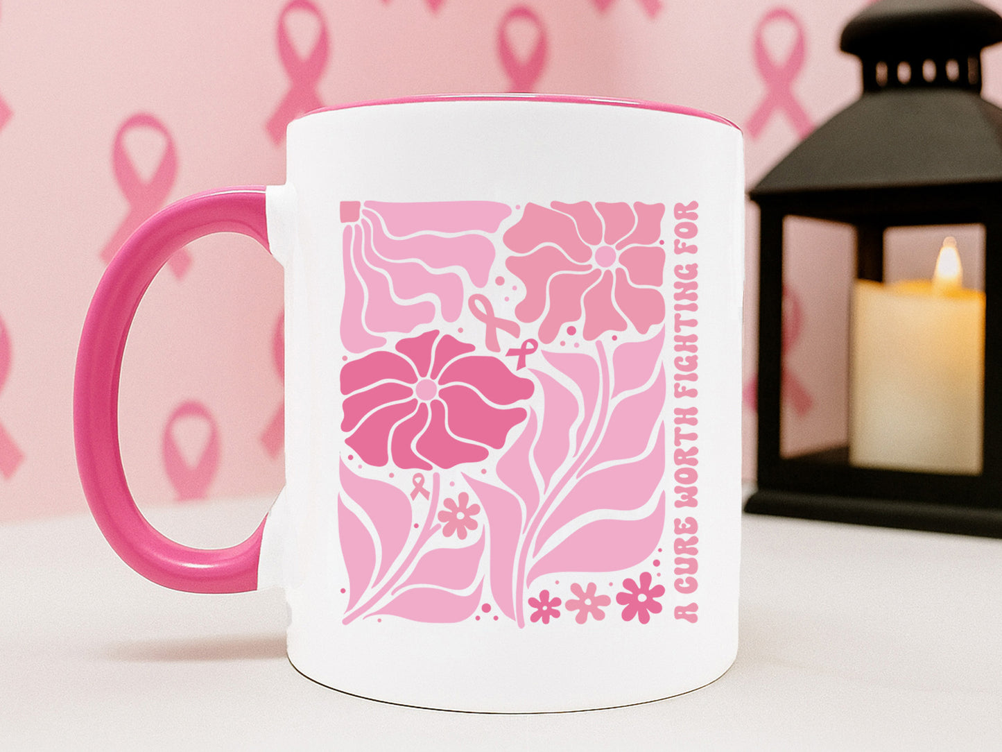 A Cure Worth Fighting For - Boho Floral Breast Cancer SVG