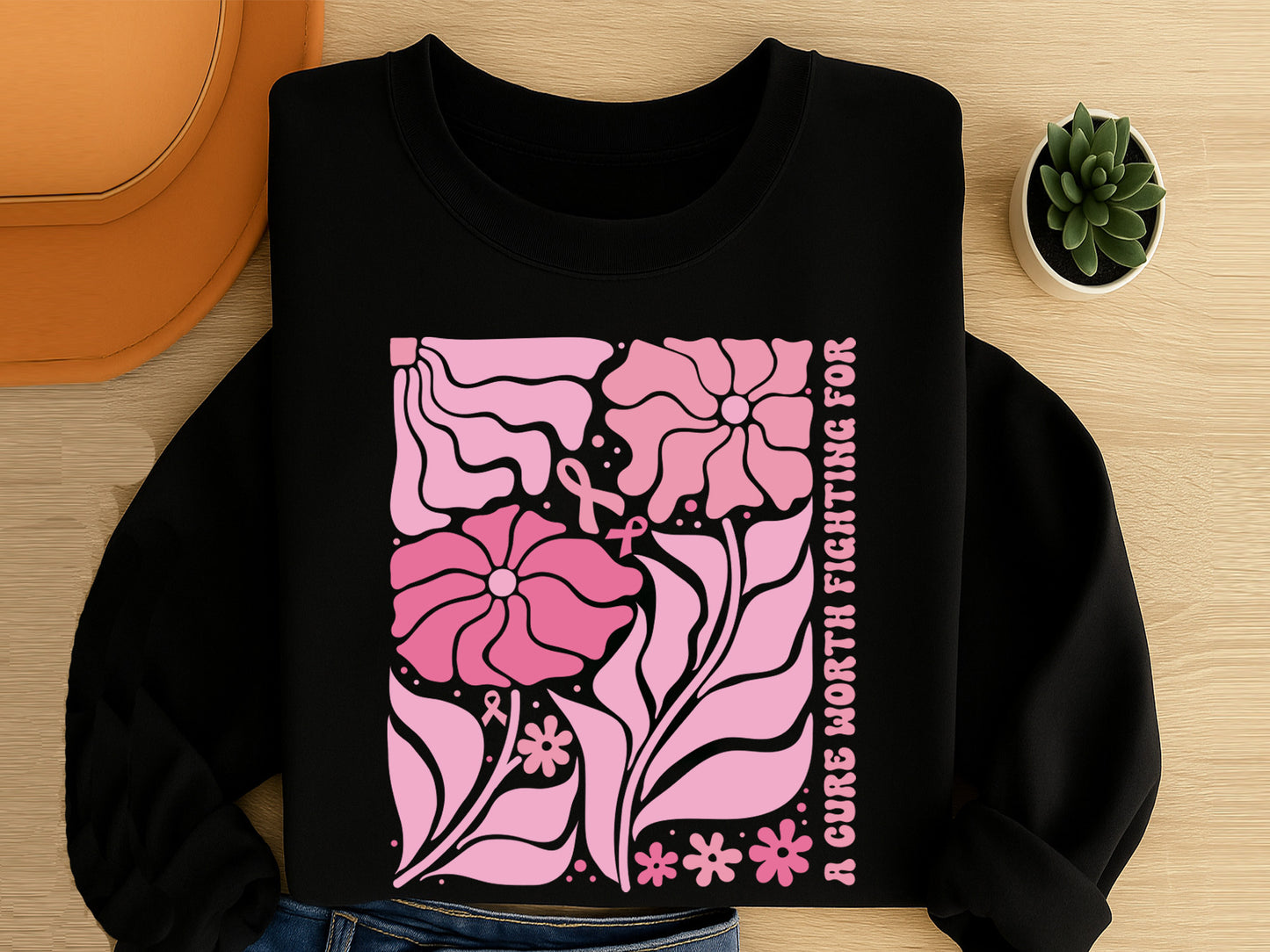 A Cure Worth Fighting For - Boho Floral Breast Cancer SVG
