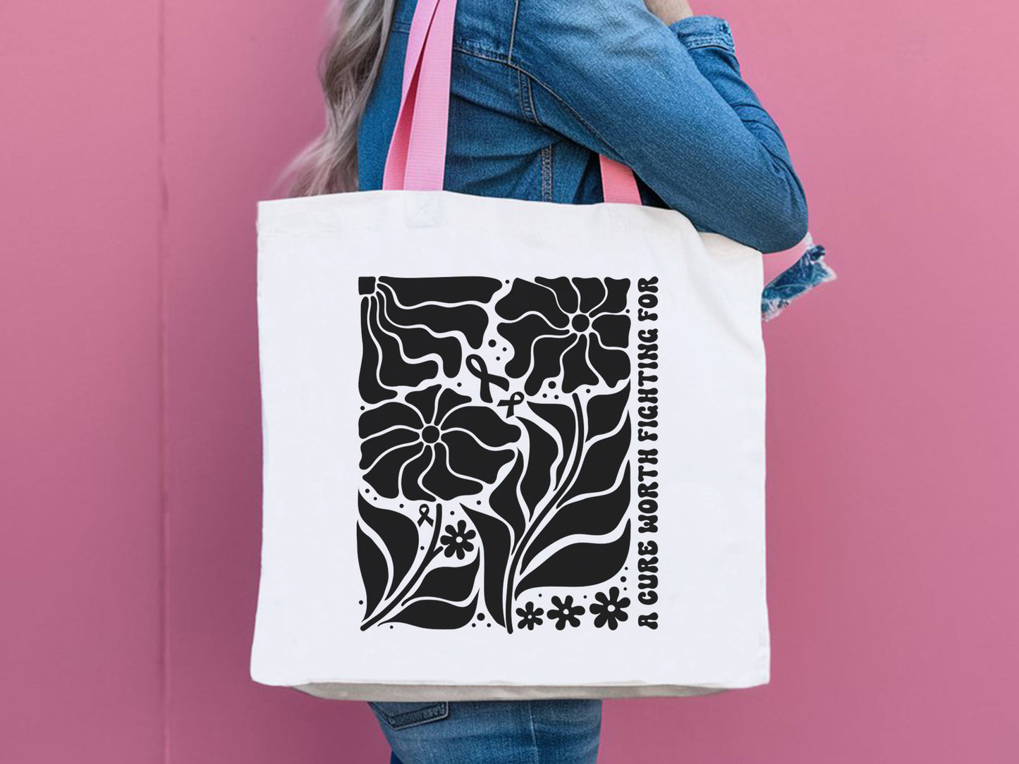 A Cure Worth Fighting For - Boho Floral Breast Cancer SVG
