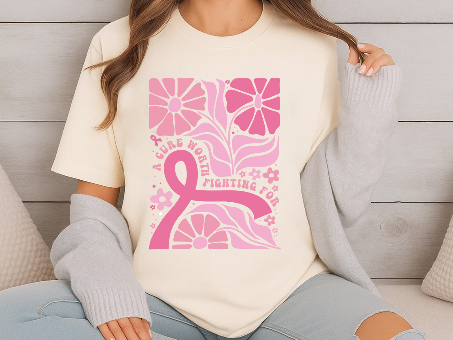 A Cure Worth Fighting For, Breast Cancer Boho Floral SVG