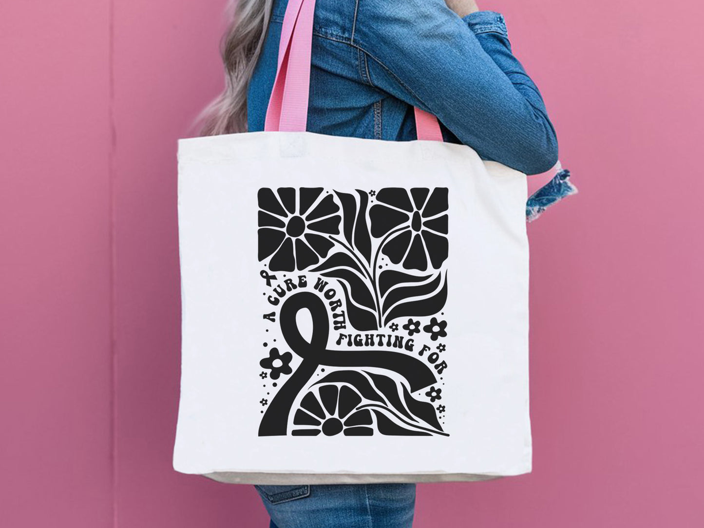 A Cure Worth Fighting For, Breast Cancer Boho Floral SVG