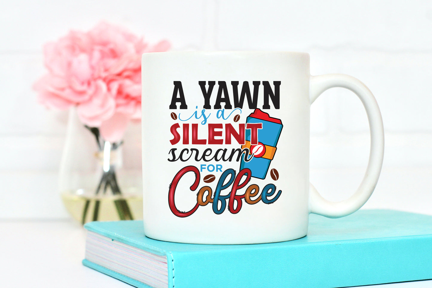 A Yawn is a Silent Scream for Coffee Sublimation PNG