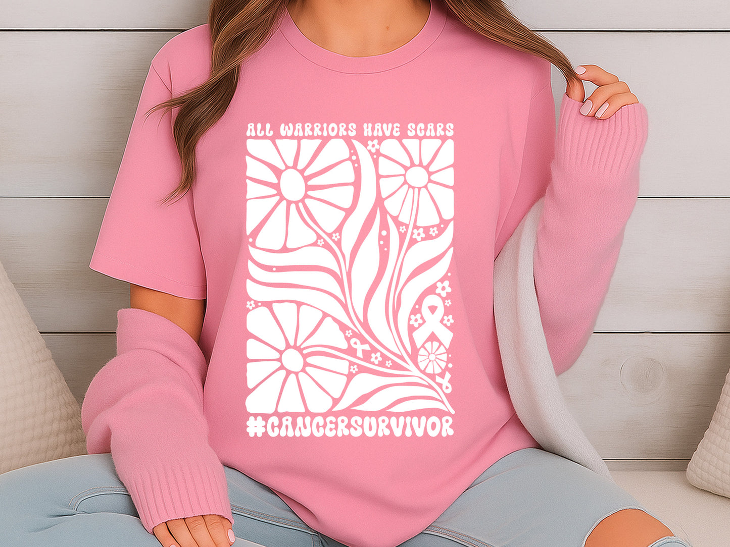 All Warriors Have Scars, Floral Breast Cancer SVG