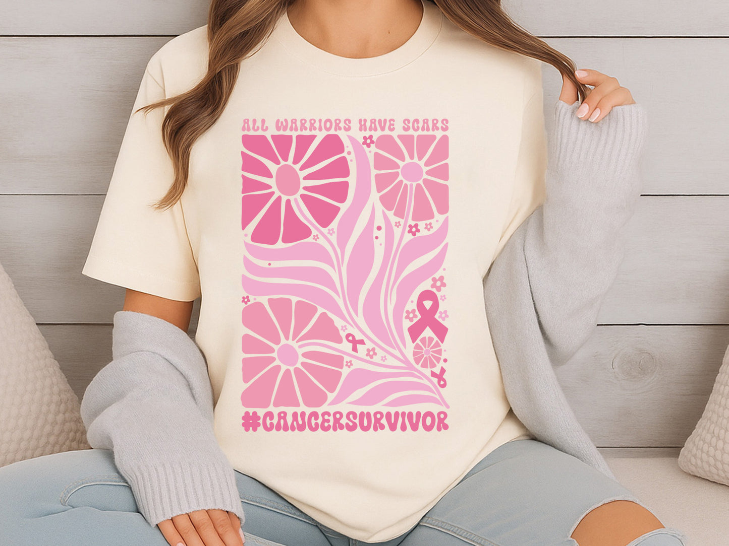 All Warriors Have Scars, Floral Breast Cancer SVG
