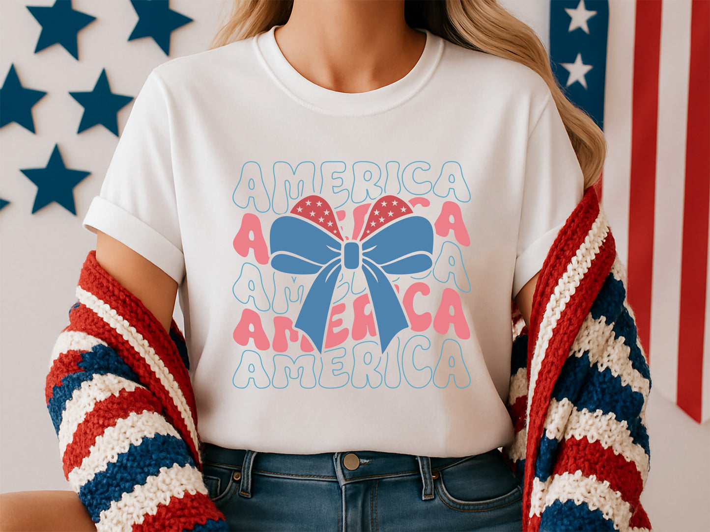 America, 4th of July Bow SVG File
