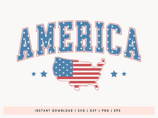 America, 4th of July Flag SVG Design