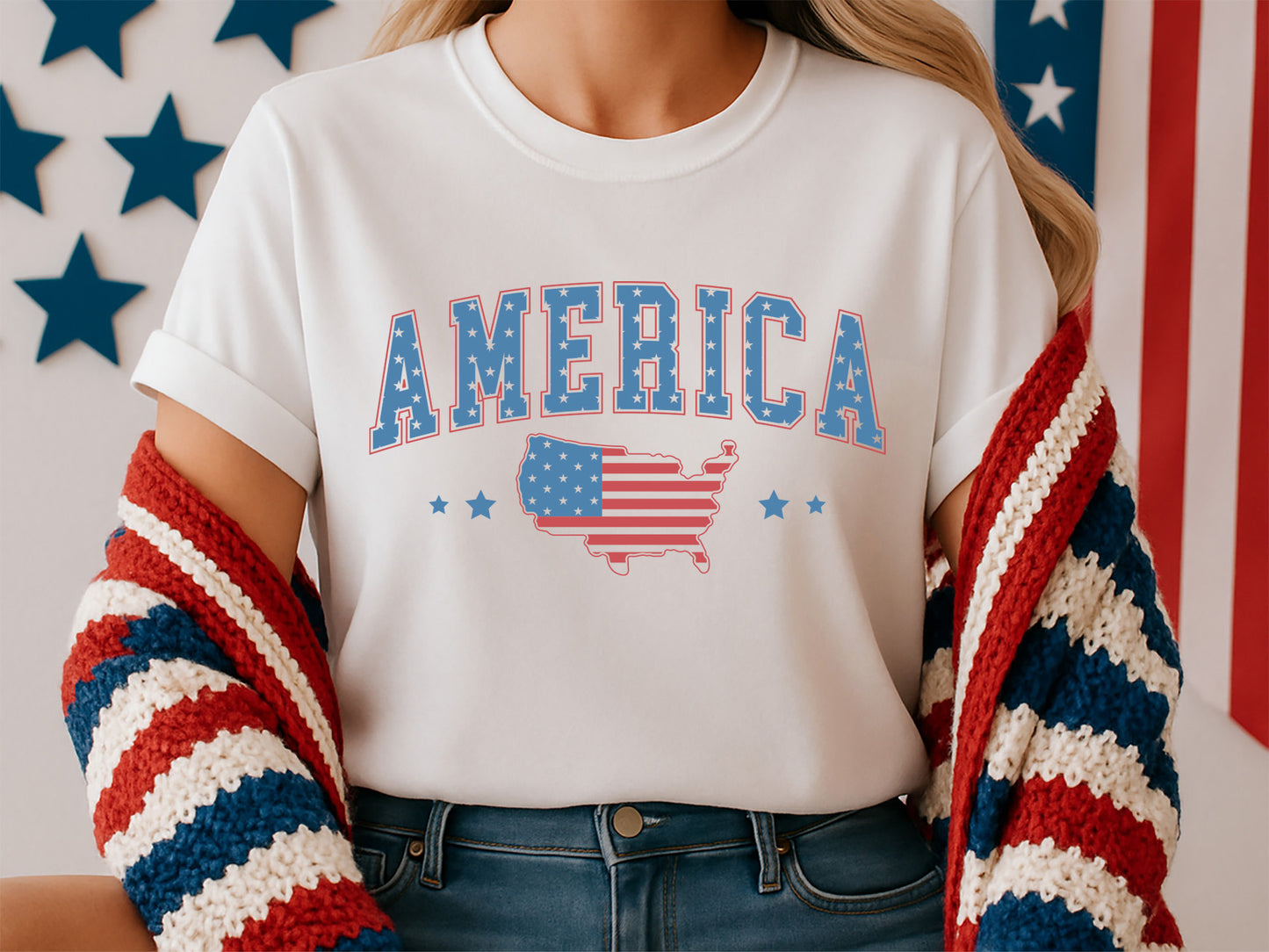 America, 4th of July Flag SVG Design