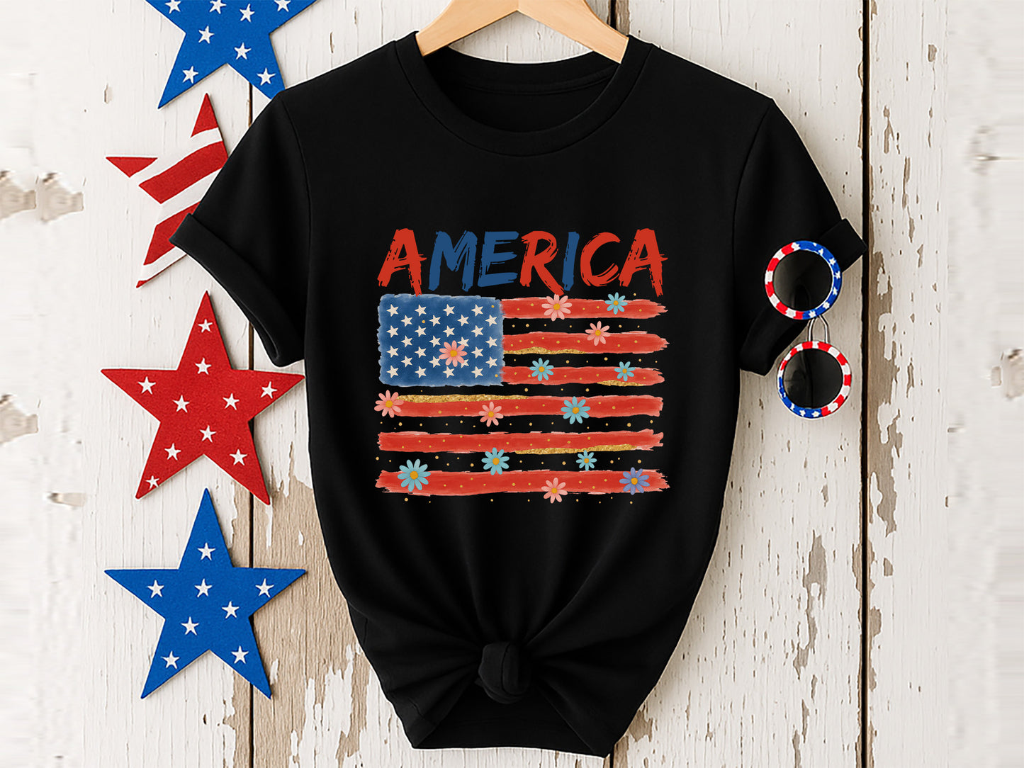 America, 4th of July Flag Sublimation PNG