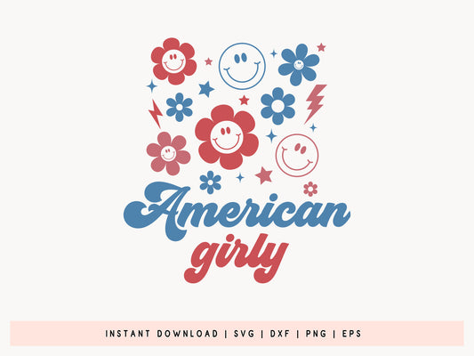 American Girly, 4th of July Girl SVG