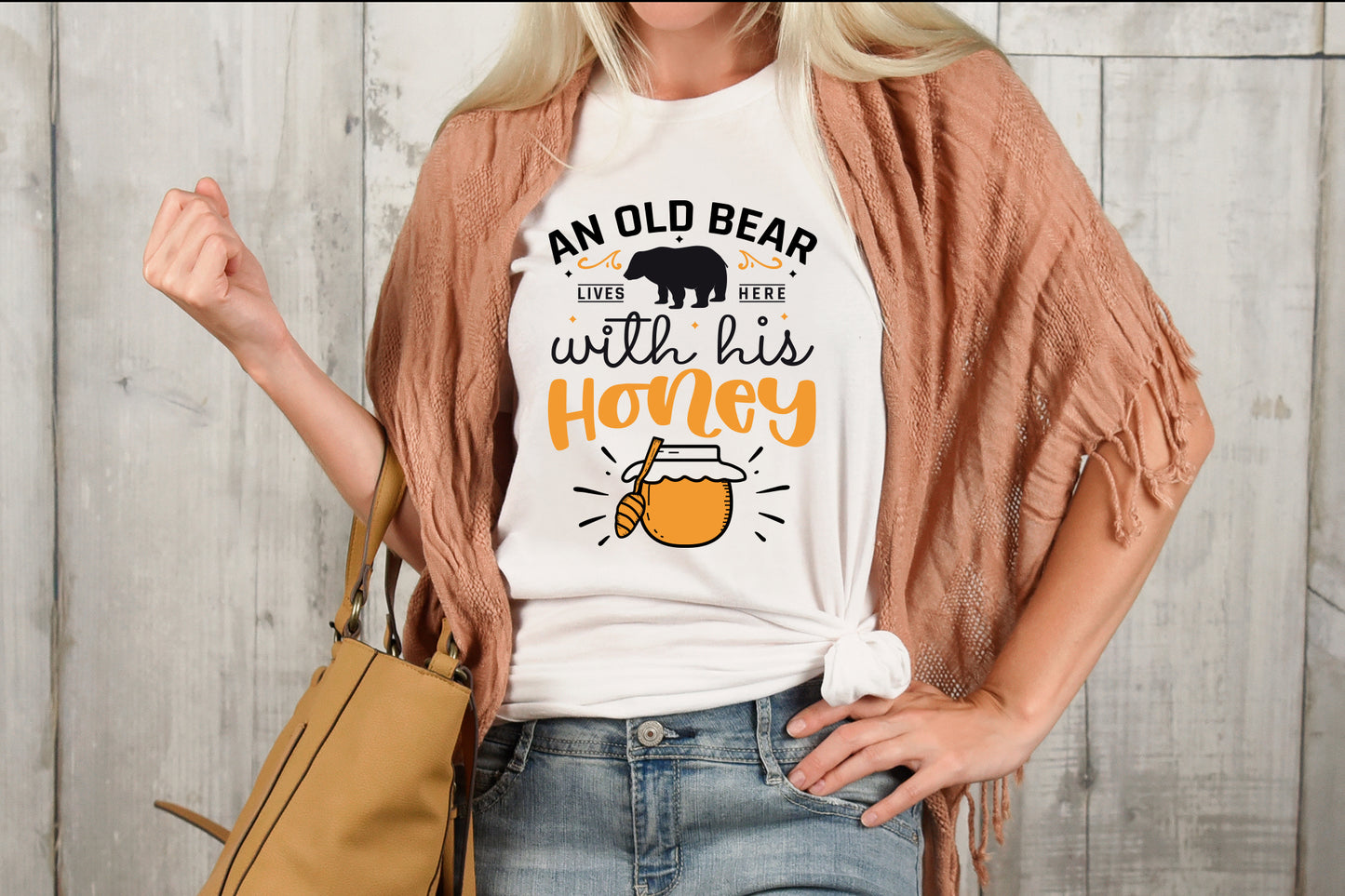 An Old Bear Lives Here With His Honey, SVG Bee