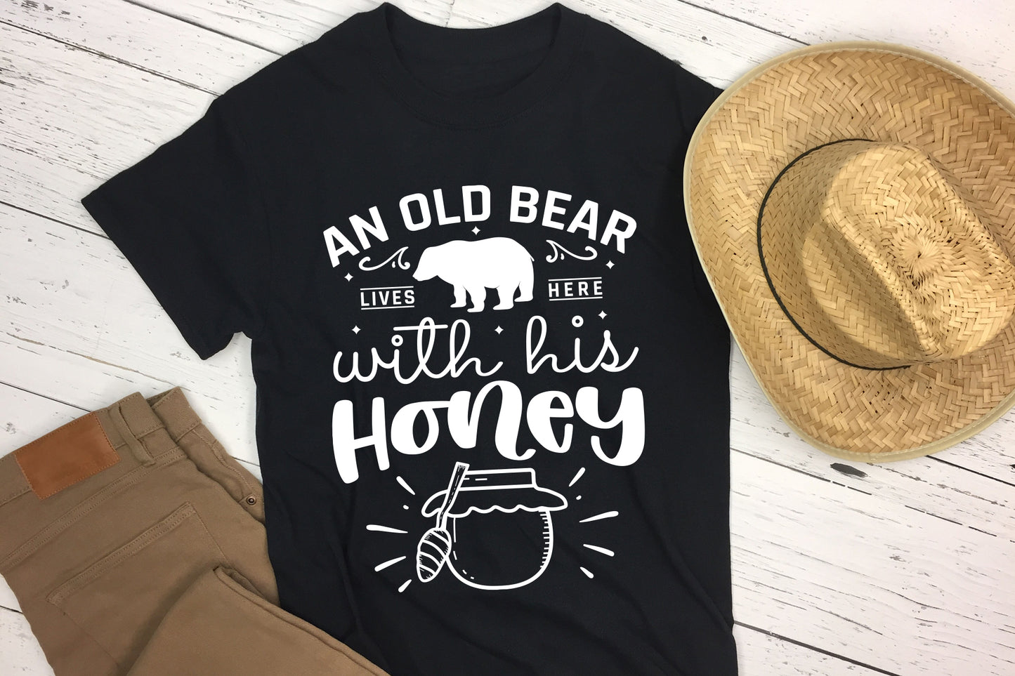 An Old Bear Lives Here With His Honey, SVG Bee