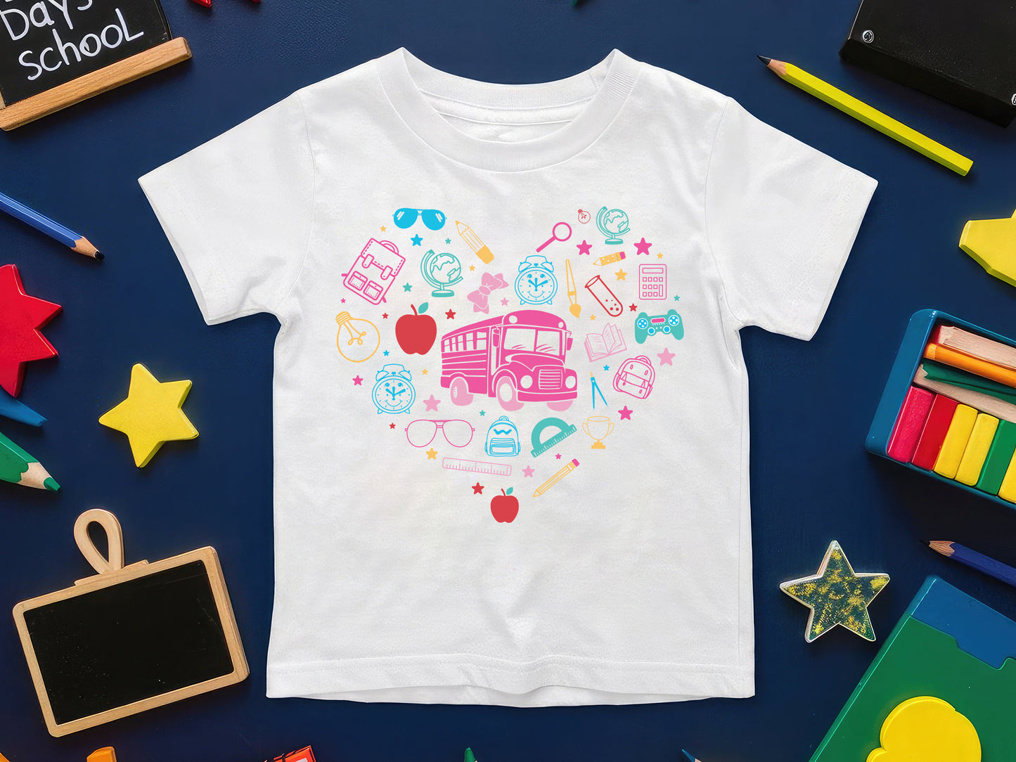 Back to School Supplies in Heart Shape SVG