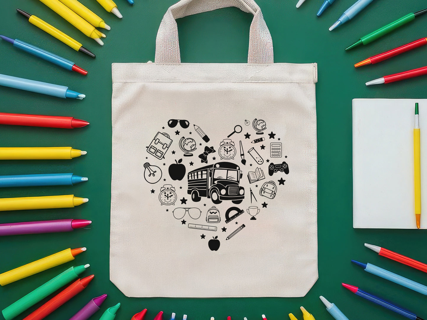 Back to School Supplies in Heart Shape SVG