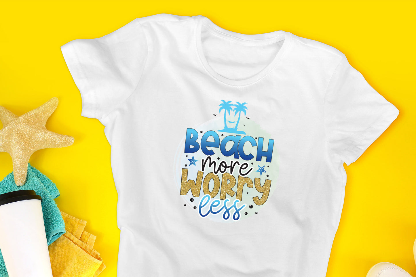 Beach More Worry Less Sublimation PNG
