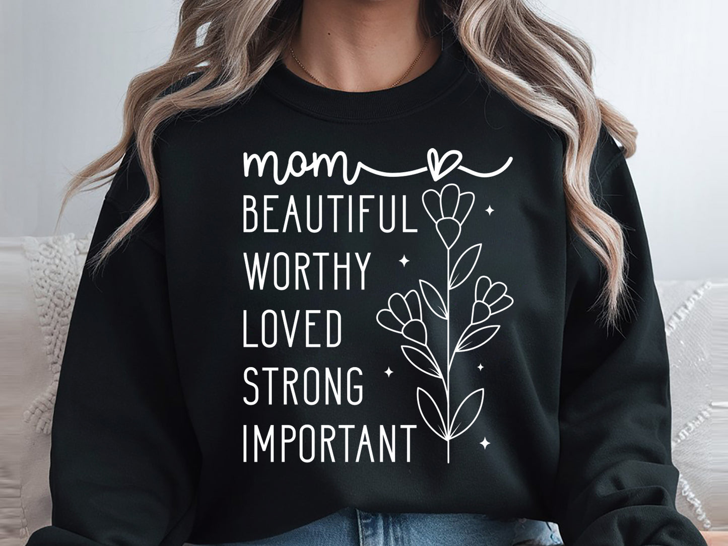 Beautiful Worthy Loved Strong Important Mom SVG File
