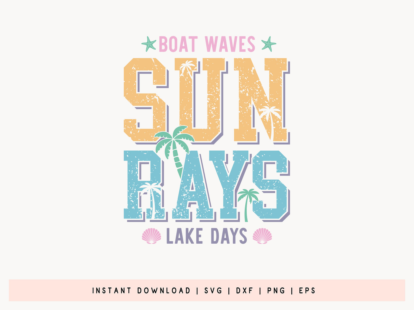 Boat Waves Sun Rays Lake Days, Summer SVG
