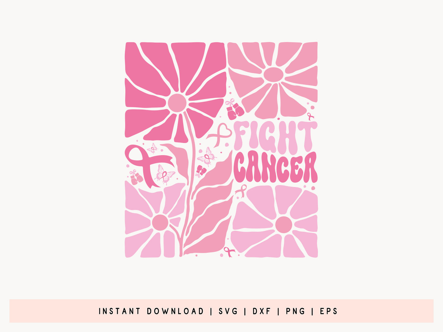 Boho Floral Fight Cancer SVG Design