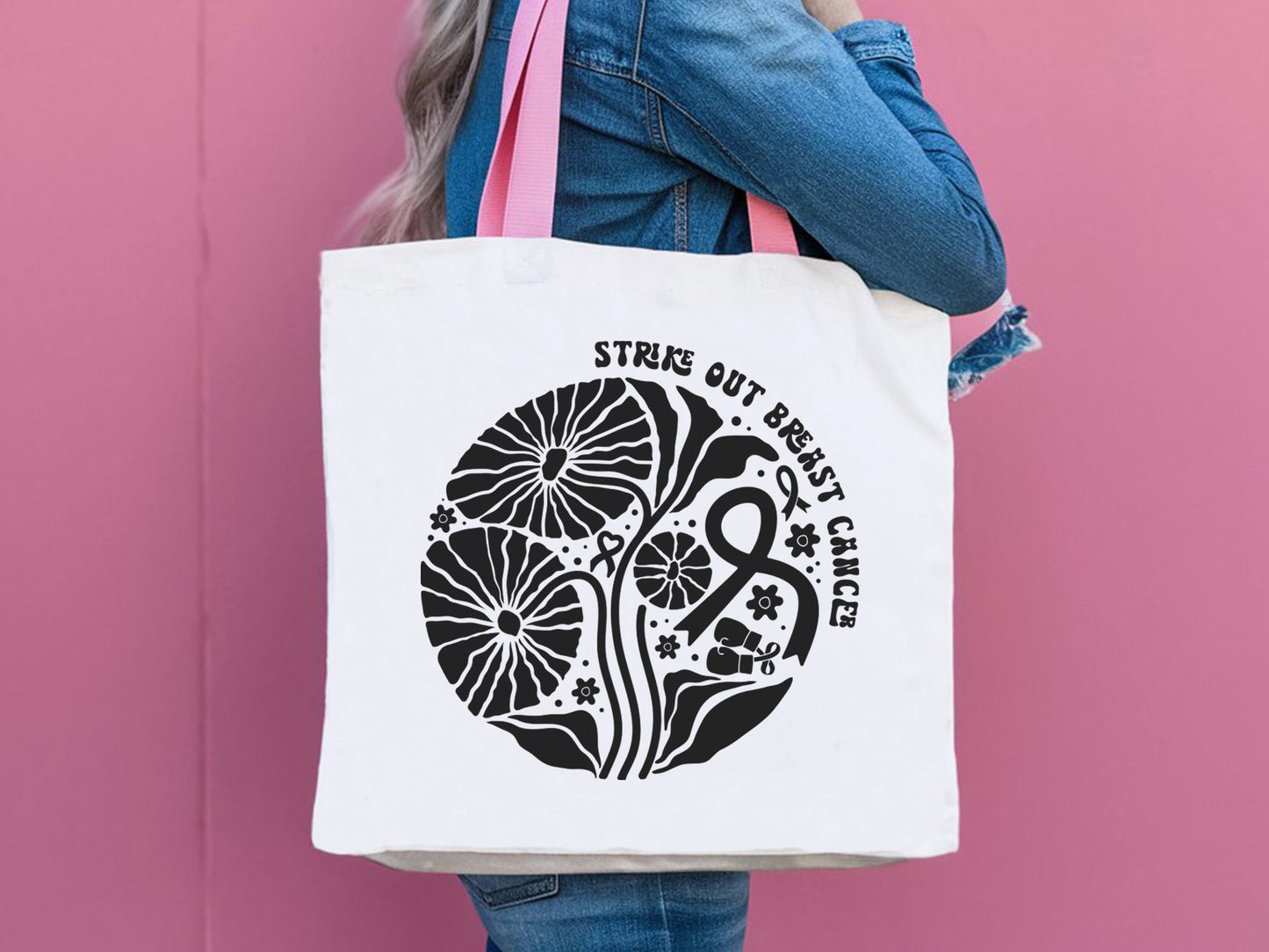 Boho Floral Strike Out Breast Cancer SVG