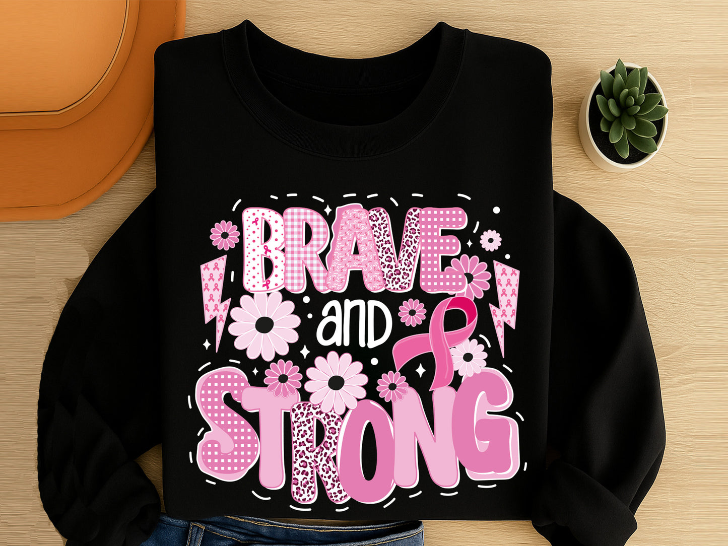 Brave and Strong - Preppy Breast Cancer Sublimation