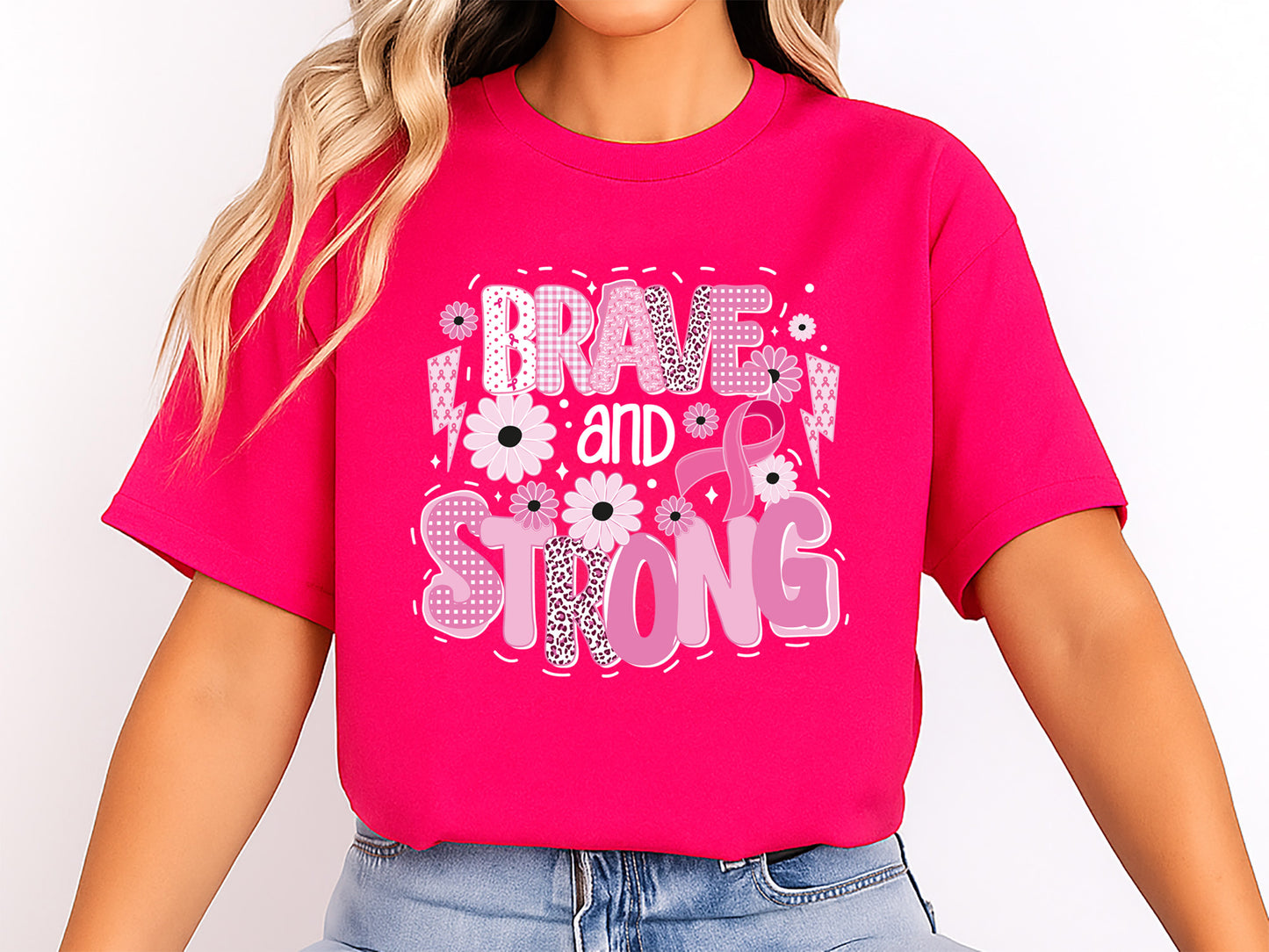 Brave and Strong - Preppy Breast Cancer Sublimation