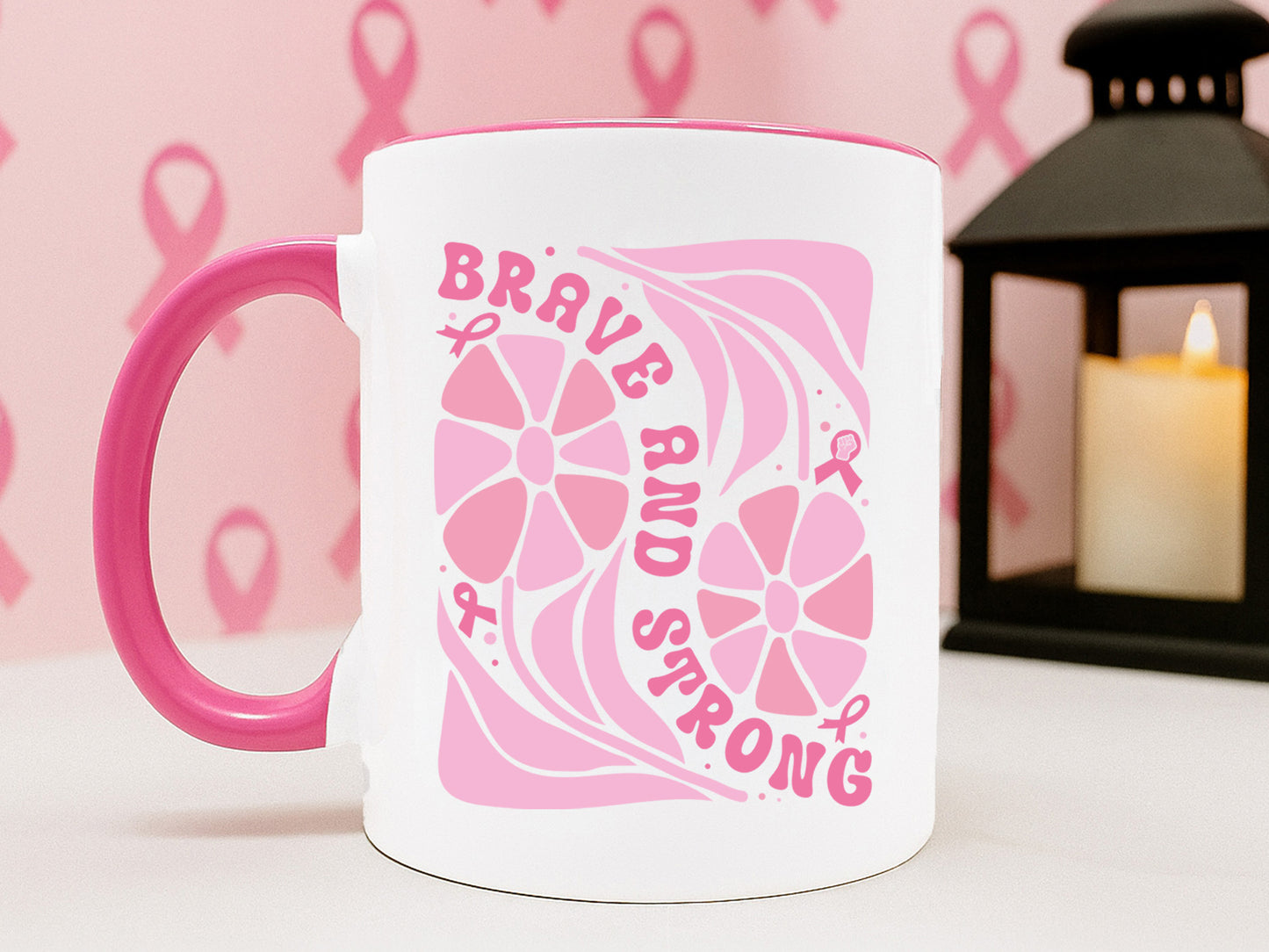Brave and Strong, Floral Breast Cancer SVG File