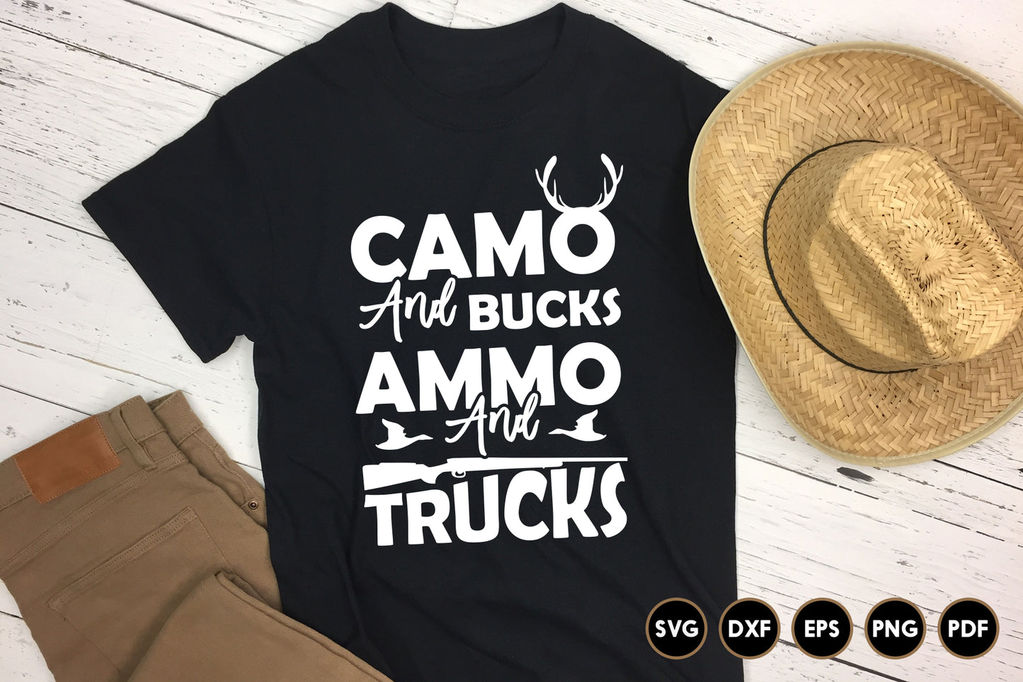 Camo and Bucks Ammo and Trucks, Funny Hunting SVG