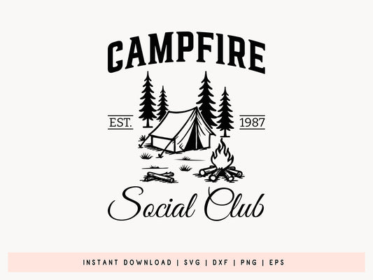 Campfire Social Club, Camping SVG Vector