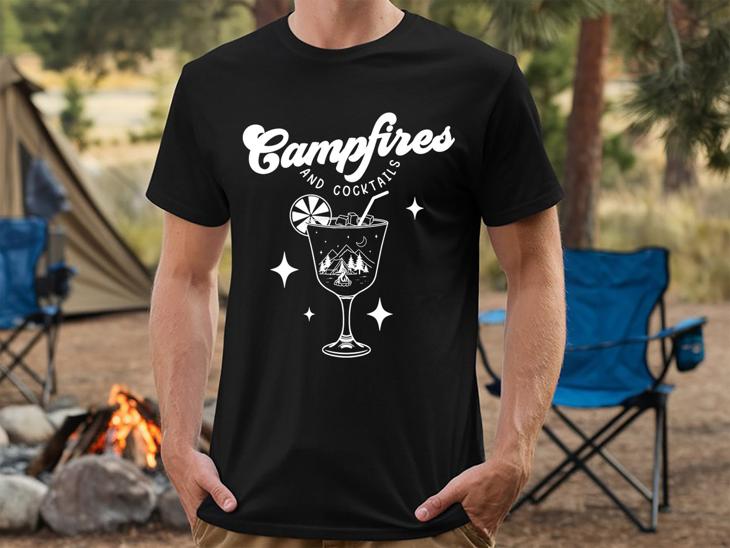 Campfires and Cocktails, Camping Quote SVG