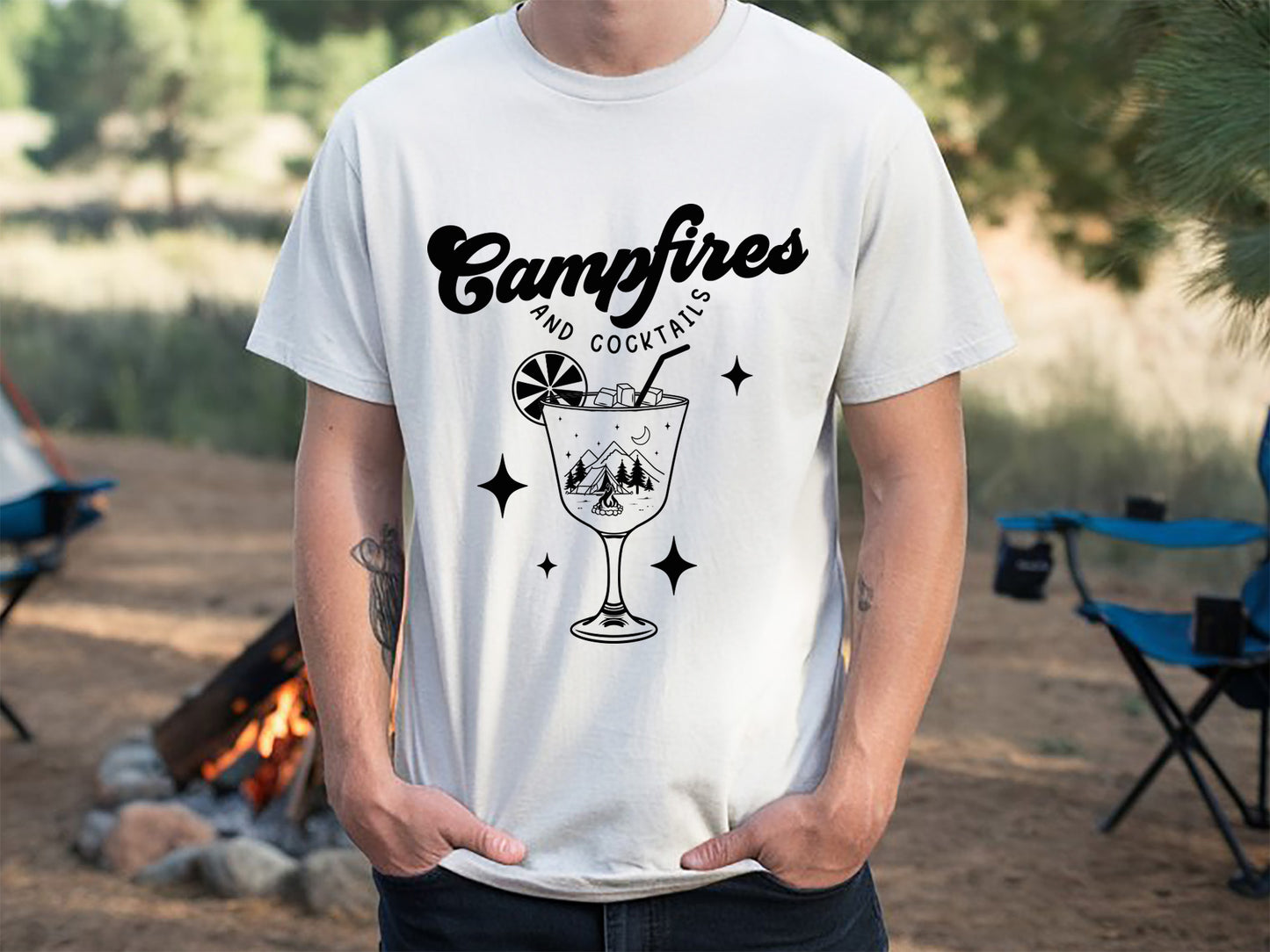 Campfires and Cocktails, Camping Quote SVG