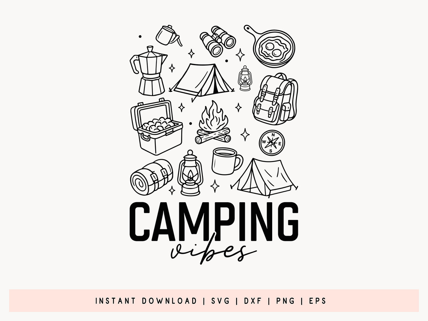 Camping Vibes SVG, DXF, EPS, PNG File