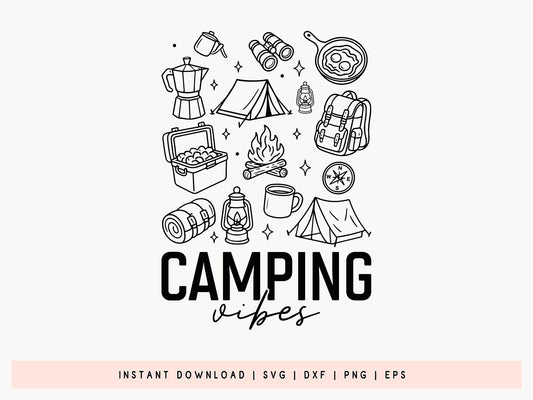 Camping Vibes SVG, DXF, EPS, PNG File