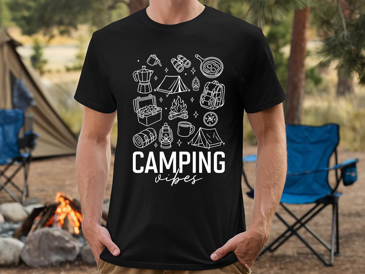 Camping Vibes SVG, DXF, EPS, PNG File