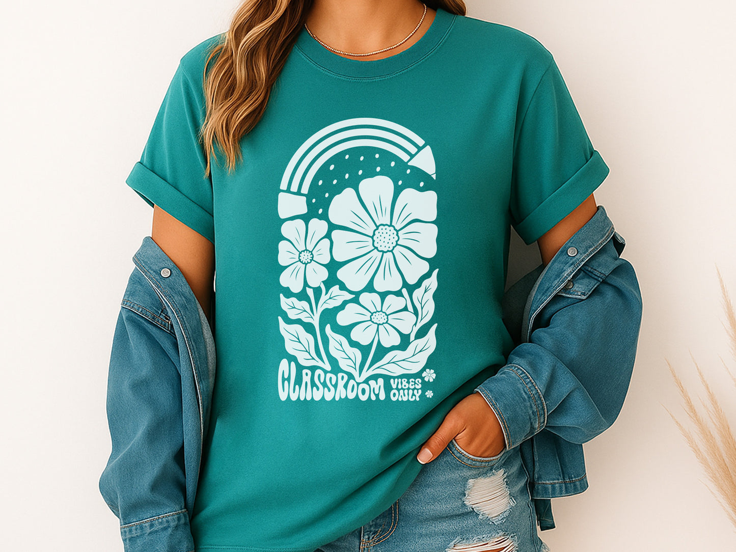 Classroom Vibes Only, Boho Floral Teacher SVG