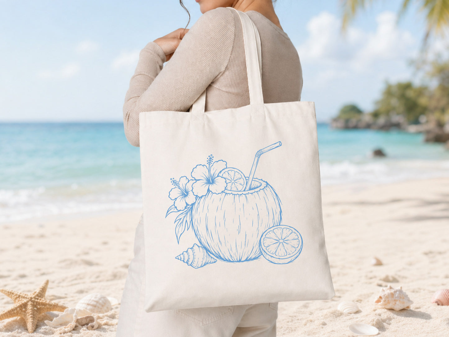 Coastal Seashell Floral Coconut Summer PNG