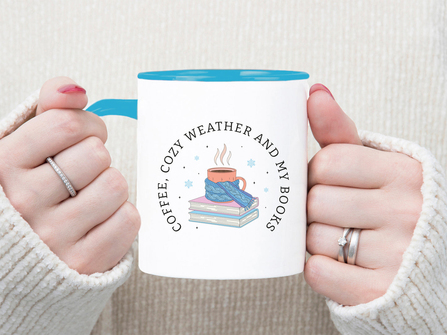 Coffee Cozy Weather and My Books, Bookish Winter PNG