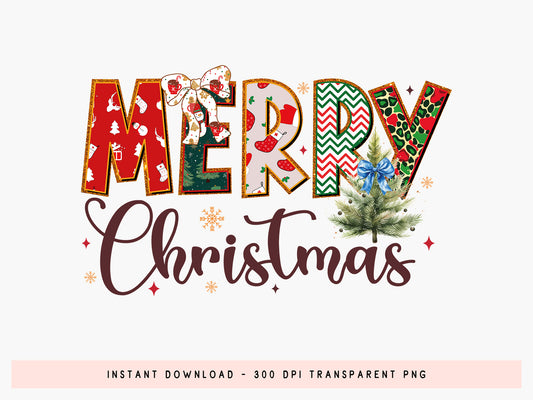 Coquette Merry Christmas Sublimation Design