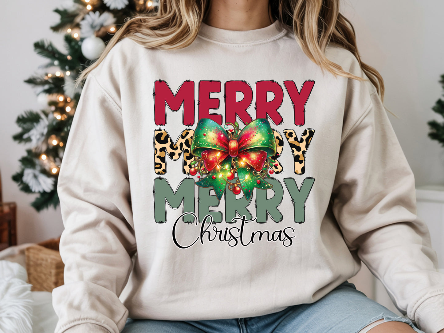 Coquette Merry Christmas Sublimation Print