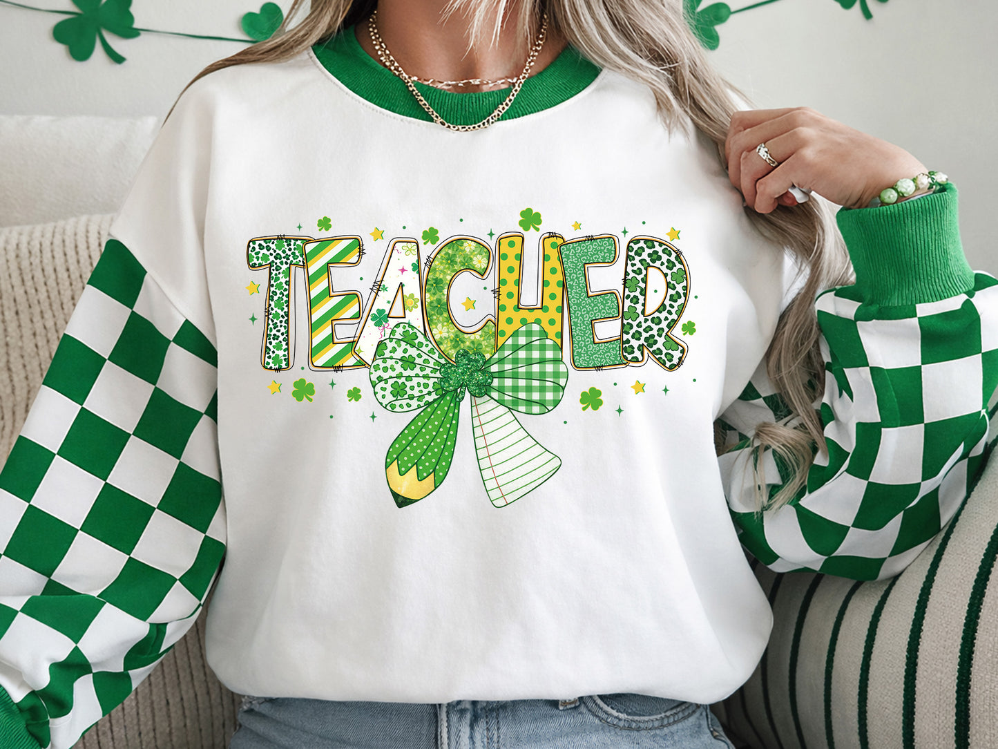 Coquette Teacher St Patrick's Day PNG