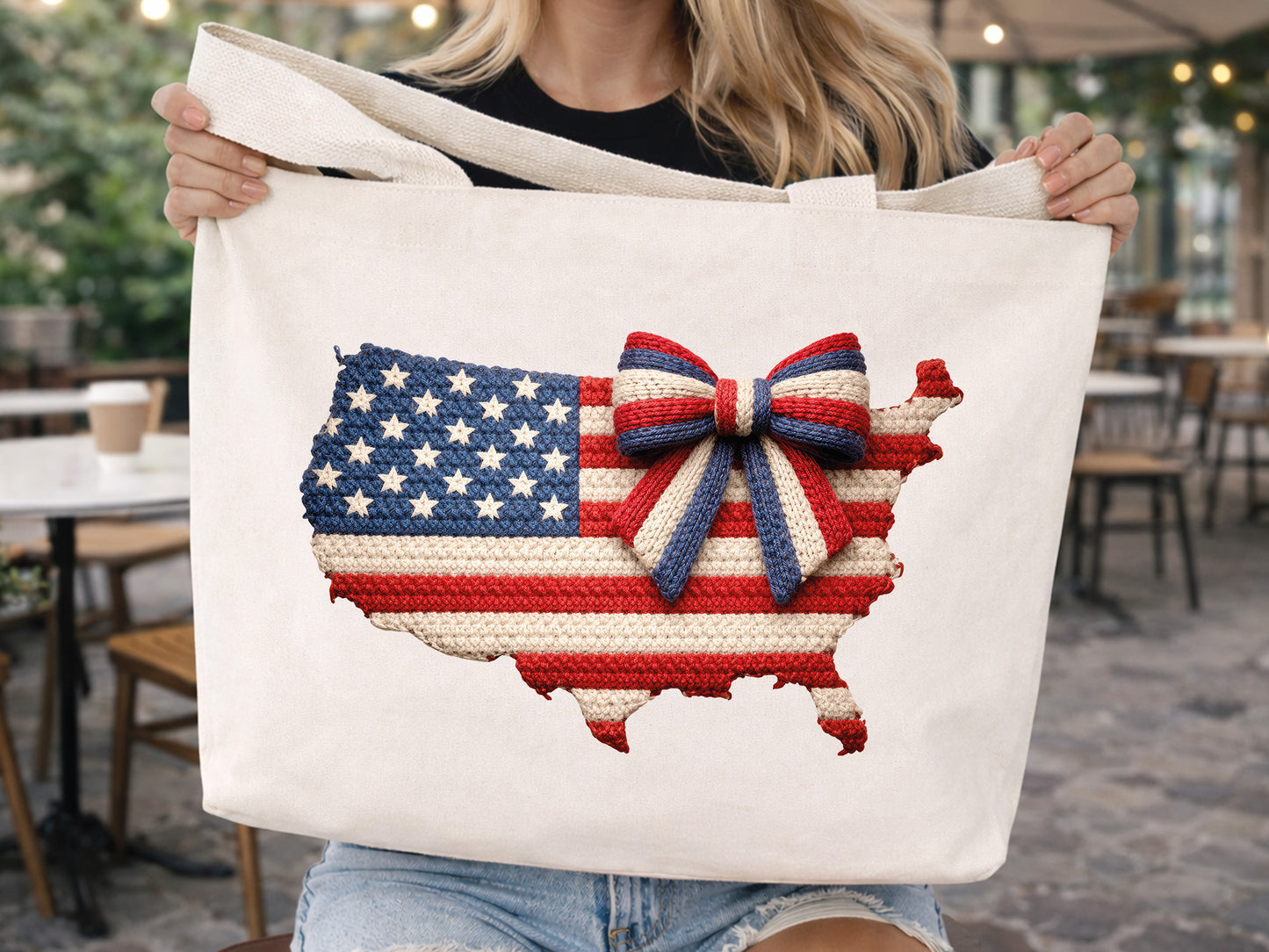 Coquette USA Map Faux Yarn Clipart PNG