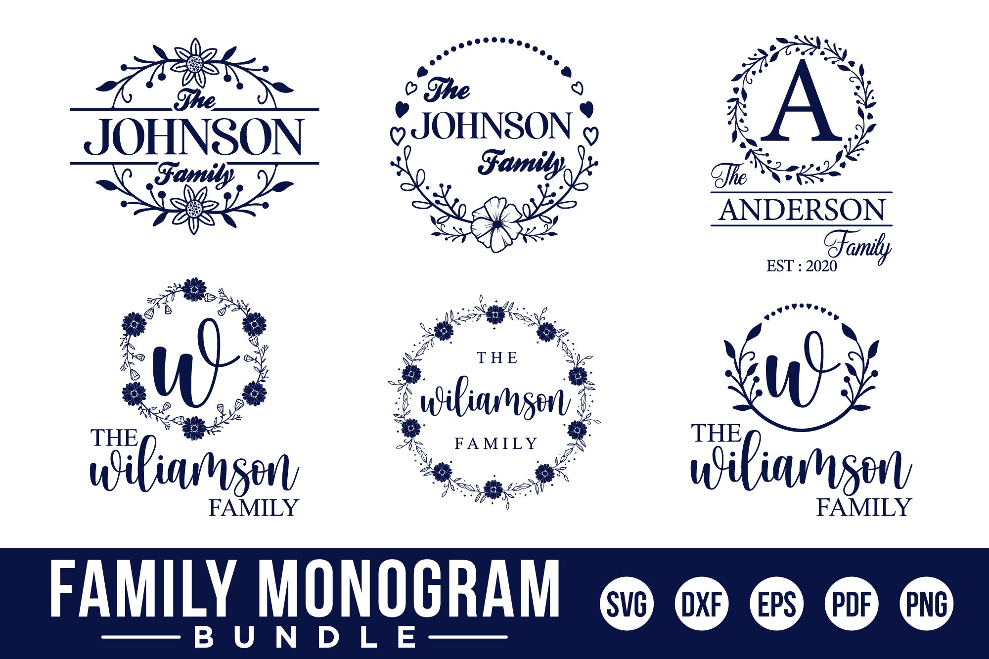 Custom Name Family Monogram SVG Bundle – Craft Lab SVG